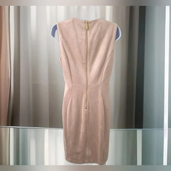 178 Calvin Klein Primrose Pink Suede A-Line Shift Dress, Size 6 - Picture 3 of 8